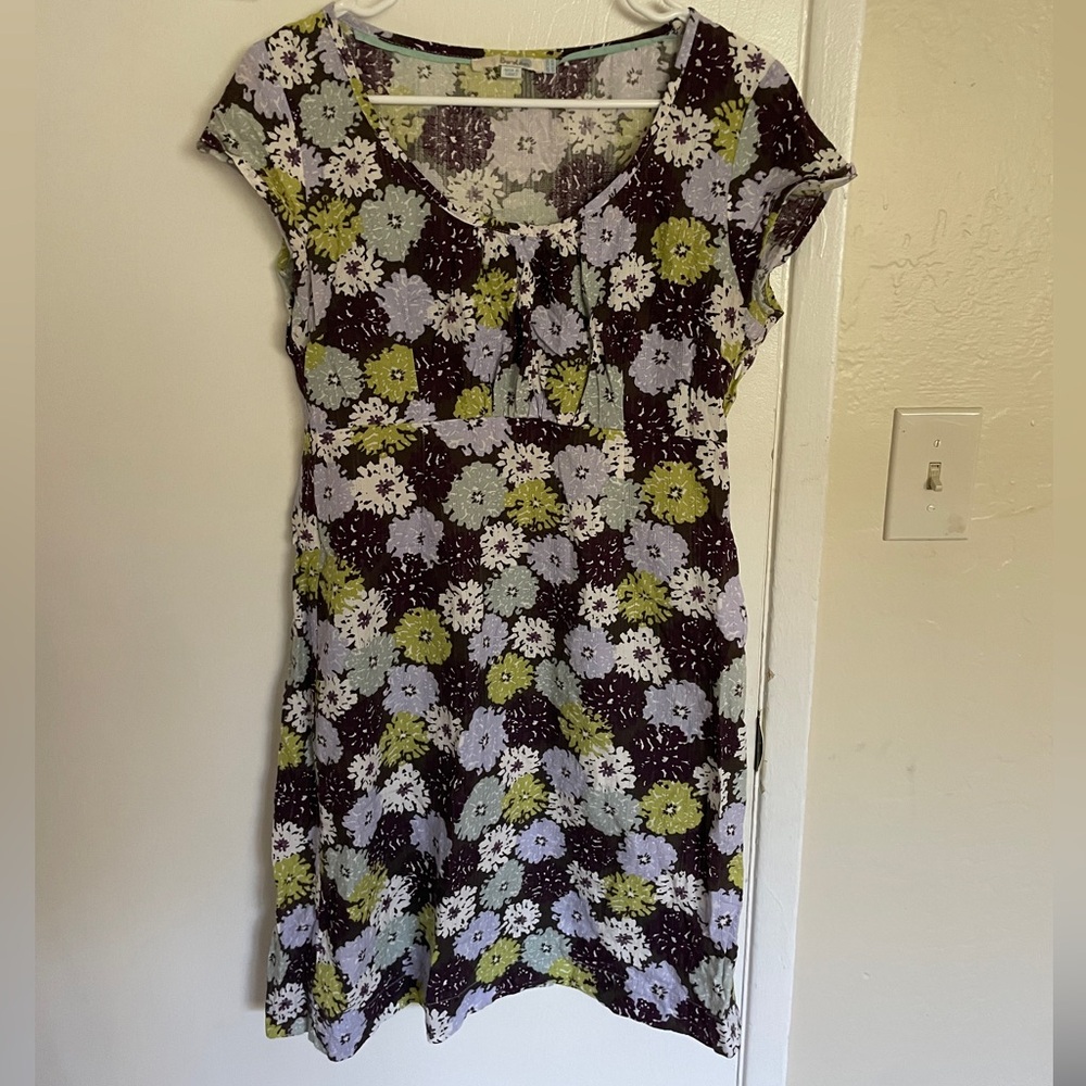 Boden White and Yellow Sheath Midi Dress with Flutter Sleeves